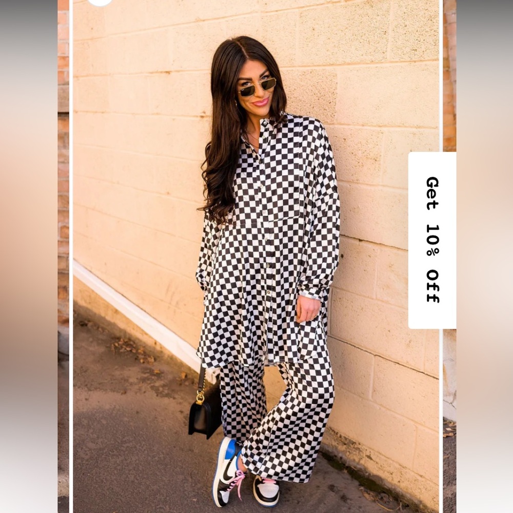 Dressed in LALA Satin Playsuit in Checkerboard size Medium